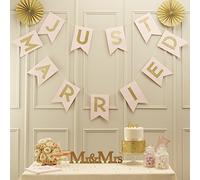 Ginger Ray Perfection Pastel Pink and Gold Glitter Just Married Wedding Bunting Banner