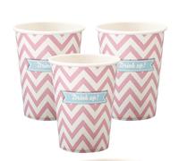 Ginger Ray Pink and White Chevron Paper Party Cups 8 Pack