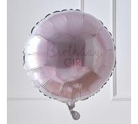 Ginger Ray Pink 'Birthday Girl' Round Foil Balloon Pamper Party Decoration 18", Large