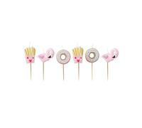 Ginger Ray Pink Birthday Party Cake Candle Kit - 6 Pack - Good Vibes