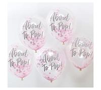 Ginger Ray Pink Confetti About To Pop Baby Shower Balloons Room Decoration 5 Pack