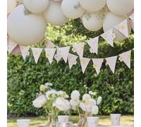 Ginger Ray Pink Floral Flag Pennant Bunting Garland Hanging Decoration 5m, Pastel