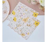 Ginger Ray Pink Floral Print Luncheon Napkins Party Tableware 16 Pack, Pastel