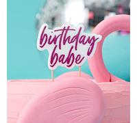 Ginger Ray Pink Glitter Birthday Babe Cake Candle for Parties Good Vibes