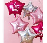 Ginger Ray Pink & Iridescent Personalised DIY Foil Party Balloons With Stickers For Birthday Party Decorations - Stargazer