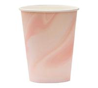 Ginger Ray Pink Marble Eco Friendly Paper Party Drinking Cups - 8 Pack