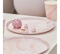 Ginger Ray Pink Marble Eco Friendly Paper Party Plates - 8 Pack,25 centimeters