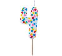 Ginger RaY Polka Dot Spotty Birthday Cake Designer Candle Number 4 Pick and Mix