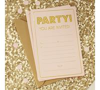 Ginger Ray PP-653 Pastel Perfection Pastel and Gold Foiled Party Invitations, Pink