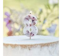 Ginger Ray Pressed Petal Number 8 Birthday Party Candle, Pink