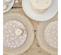 Ginger Ray Printed Daisy Flowers Paper Plates Party Tableware 8 Pack, Pastel