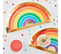 Ginger Ray Rainbow Shaped Paper Plates Party Tableware 8 Pack, Multicoloured