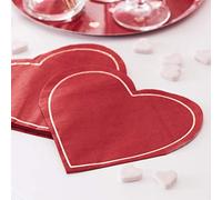 Ginger Ray Red Paper Love Heart Shaped Party Napkins Valentines 16 Pack