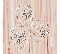 Ginger Ray Rose Gold Foiled 18 Inch Decorative Party Balloons 5 Pack Mix