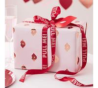 Ginger Ray Rose Gold Foiled Lip Design Valentines Wrapping Paper Hey Good Looking, Pink