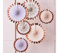 Ginger Ray Rose Gold Foiled Pastel and Floral Fan Tea Party Decorations 6 Pack