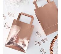 Ginger Ray Rose Gold Foiled Shiny Birthday Party Bags - 5 pack - Pick & Mix