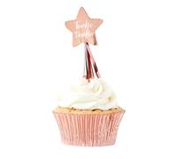 Ginger Ray Rose Gold Foiled Twinkle Twinkle Star Party Cupcake Toppers - 12 Pack - Twinkle Twinkle