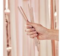Ginger Ray Rose Gold Stainless Steel Re-Usable Eco Staws 5 Pack Party