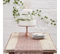 Ginger Ray Rose Gold Table Runner Cloth Sequins for Weddings Beautiful Botanics, Pink ,Rose Gold Table Runner Cloth with
