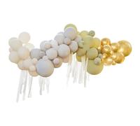 Ginger Ray 'Let's Go Wild' Green, Cream, Grey & Gold Chrome Arch with Streamers & Leaves-75 Balloons, Multi