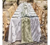 Ginger Ray Sage Fabric Table Runner for Weddings & Parties, Green for Age 3+