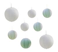 Ginger Ray Sage & White Paper Lantern Hanging Decorations for Weddings & Parties Pack of 8,Green,30cm