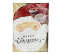 Ginger Ray Santa Shaped Merry Christmas Paper Party Decorative Napkins 16 Pack , White