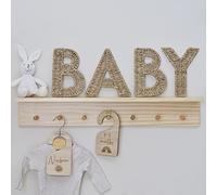 Ginger Ray Shower Wicker Baby Sign Nursery Decoration, Brown