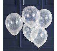 Ginger Ray Silver Angel Ginger Ray Clear Confetti Latex Party Balloons 5 Pack - Pop The Bubbly Confetti Party Balloons 5 Pack - Pop The Bubbly