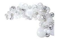 Ginger Ray Silver Balloon Arch Kit with Confetti Balloons Party Decorations - 70 Balloons in assorted sizes - Balloon Arches