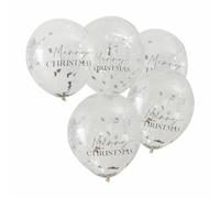Ginger Ray Silver Merry Christmas Confetti Balloons