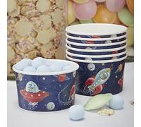 Ginger Ray Space Adventure Party Spaceship & Robot Ice Cream Treat Tubs Paper, Mixed