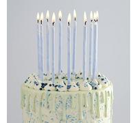 Ginger Ray Tall Blue Thin Marble Birthday Cake Candle with Holders Pack of 12