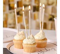 Ginger Ray Tall Thin Marble Birthday Cake Candle with Holders Pack of 12