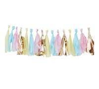 Ginger Ray Tassel Garland - Pastel Blue, Pink and Gold - 2 metre - Pick and Mix