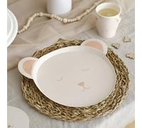 Ginger Ray Teddy Bear Shaped White Paper Plates Baby Shower Tableware 8 Pack