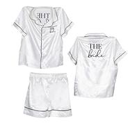 Ginger Ray The Bride Short Sleeve Wedding Hen Party Pyjama Set - 14-16 White
