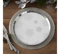 Ginger Ray TIS-603 Christmas Paper Plates, Silver