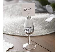 Ginger Ray TIS-613 Glass Christmas Place Card Holders, Clear