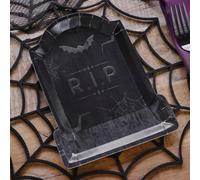 Ginger Ray Tombstone Paper Party Halloween Plates Pack of 8, POI-125, Black