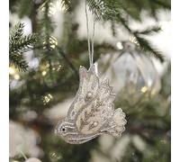 Ginger Ray Turtle Dove Embroidered Christmas Hanging Tree Decoration, Weiß