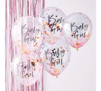 Ginger Ray Twinkle Rose Gold Foiled Girl Confetti Decorative Baby Shower Party Balloons