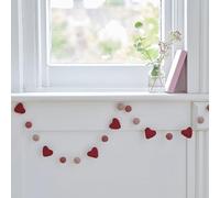 Ginger Ray Valentine's Day Felt Heart & Beads Hanging Bunting Garland Decoration 1.5m