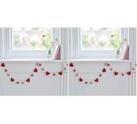 Ginger Ray Valentine's Day Felt Heart & Beads Hanging Bunting Garland Decoration 1.5m (Pack of 2)