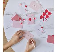 Ginger Ray Valentine's Day Love Note Bunting Garland Decoration with 12x Notecards, Envelopes & Heart-shaped Pegs 1.5m