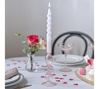 Ginger Ray Valentine's Day Pink Tinted Glass Bubble Candlestick Holder Table Decoration - 22cm