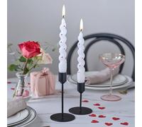 Ginger Ray Valentine's Day White Heart Pattern Twisted Dinner Candles 2 Pack