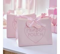 Ginger Ray Vellum Paper Pink Pamper Party Bags with Eye Mask Gift Tags and Raffia Handles 5 Pack