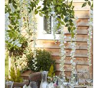 Ginger Ray White Artificial Wisteria Flower Hanging Wedding Garland 4 Pack Rustic Country